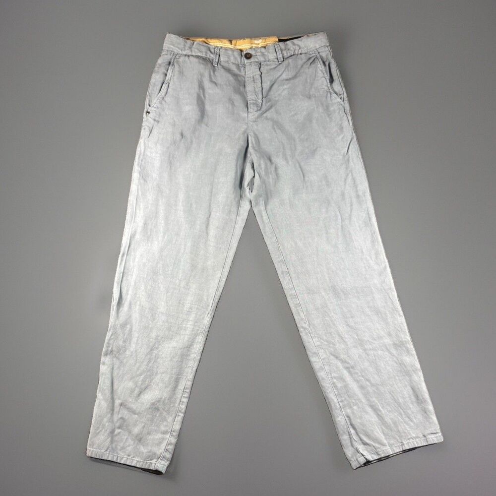 WHITESAND Italy Men’s Linen Lyocell Blend Chino Pants Light Blue Gray Size 48 32